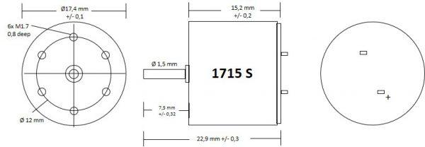1715S Motor 17x15 mm - en motoraksel - Bilde 2