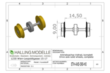 IDETH-AXE-090-H0 9 mm hjulaksel med tannhjul
